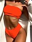 preiswerte Bikini-Damen Badeanzug Bikinis 2 Stück Normal Bademode Klassicher Stil Reine Farbe Einfarbig Schwarz Weiß Königsblau Orange Grün Gefüttert Trägerlos Badeanzüge Modisch Sexy