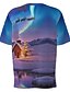 abordables Tank Tops-Camiseta para hombre con estampado 3d de paisaje gráfico, camisetas de manga corta con estampado 3d, cuello redondo, color morado