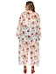 cheap Plus Size Swimwear-Women&#039;s Chiffon Dress Midi Dress White Long Sleeve Floral Print Print Fall V Neck Casual 2021 XL XXL 3XL 4XL / Plus Size