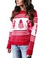 cheap Christmas Sweater-Women&#039;s Basic Christmas Knitted Geometric Pullover Long Sleeve Sweater Cardigans Crew Neck Fall Winter Blue Green Gray