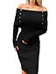 abordables Vestidos Jersey-Mujer Vestido de Suéter Vestido Midi Negro Rosa Manga Larga Color sólido Otoño Invierno Hombros Caídos Trabajo Elegante 2021 S M L XL