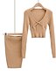 cheap Jumpsuits &amp; Rompers-Women&#039;s Solid Color Two Piece Set Sweater Skirt Drawstring Bow Tops