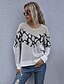 cheap Sweaters-Women&#039;s Basic Color Block Geometric Pullover Cotton Long Sleeve Sweater Cardigans Crew Neck Fall Beige
