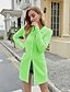 cheap Sweaters &amp; Cardigans-Women&#039;s Sweater Coat Fall &amp; Winter Daily Long Coat Shirt Collar Regular Fit Basic Jacket Long Sleeve Jacquard Solid Colored Green