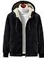 abordables Sale-Hommes occasionnels doublés sherpa entièrement zippés à capuche sweat-shirt polaire hiver veste chaude noir m