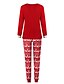 baratos Family Matching Pajamas Sets-Olhar de família Conjunto Gráfico Estampado Manga Longa Básico Padrão Vermelho