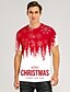 billige Christmas Tees-Herre T-shirt 3D-udskrivning Grafisk 3D Bogstaver Trykt mønster Kortærmet Jul Toppe Rund hals Rød / Hvid