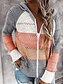 abordables Pulls-Femme basique Tricoté Bloc de Couleur Cardigan Manches Longues Pull Cardigans Capuche Automne Hiver Rose Claire Vin Orange