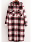 cheap Tops &amp; Blouses-Women&#039;s Coat Fall &amp; Winter Daily Valentine&#039;s Day Long Coat Shirt Collar Regular Fit Jacket Long Sleeve Plaid Red