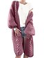 baratos Cardigãs-casaco de lã longo para mulheres com casaco de malha de cor sólida, mangas grossas e quentes, mais uma jaqueta de mangas compridas (xl, roxo)