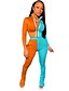 billige Jumpsuits i plusstørrelse til damer-kvinder plus størrelse 2 stykke lang sæt farve blok patchwork afgrødejakke høj talje legging afslappet sweatsuit 2 lommer sort&amp;amp;rød xxl