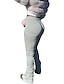 billige Graphic Chic-kvinders afslappede sidespalte fløjlende flæse høj talje lange bukser bodycon lange bukser leggings m grå