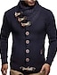 cheap Pullover Sweaters-Men&#039;s Stylish Striped Turtleneck Cardigan Sweater