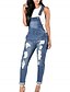 cheap Jumpsuits &amp; Rompers-Women&#039;s Overall Pocket Casual Vacation Sleeveless Light Blue White Black S M L