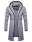 cheap All Sale-ttoohhh men&#039;s slim fit long zipper hooded solid color trench coat jacket outwear windbreaker overcoat gray
