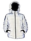 cheap All Sale-rainbow reflective winter jacket coat women men thick warm windbreaker hooded (white reflective, xl)