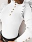 cheap Tops &amp; Blouses-Women&#039;s Shirt Blouse Black White Khaki Plain Ruffle Button Long Sleeve High Neck Regular Slim S
