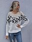 billige Sweaters-Dame Grunnleggende Fargeblokk Geometrisk Genser Bomull Langermet Genser og cardigans Crew-hals Høst Beige