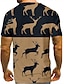 economico Christmas Tees-maglietta da uomo grafica con stampa 3d stampa animalier 3d top a maniche corte girocollo kaki