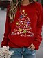 preiswerte Damen-Oberteile-Damen Grafik Kapuzenshirt Pullover Weihnachten Täglich Grundlegend Weihnachten Kapuzenpullover Sweatshirts Wein Schwarz Rote