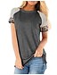 abordables Hauts grande taille-plus la taille des femmes tuniques tops imprimé animal tops manches raglan col rond t-shirt vin rouge 22w