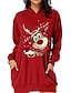 abordables Christmas Dresses-Mujer Vestido de Vaina Mini vestido corto Blanco Negro Rojo Manga Larga Estampado Estampado Otoño Con Capucha Elegante Navidad 2021 S M L XL XXL 3XL
