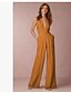 cheap Jumpsuits &amp; Rompers-women sexy jumpsuits formal sleeveless v-neck halter wide leg long pants (yellow, m)