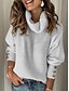 billige Sweaters-Dame bluse Helfarve Strikket Stilfuld St. Patrick&#039;S Dag Langærmet Løstsiddende Sweater Cardigans Efterår Rullekrave Grøn Blå Hvid