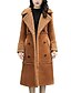 cheap Coats &amp; Trench Coats-women&#039;s thick double breasted long suede shearling sherpa lined winter coat (medium, brown)