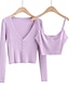 cheap Two Piece Sets-Women&#039;s Basic Solid Color Plain Two Piece Set Sweater Loungewear Tops