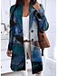 cheap Coats &amp; Trench Coats-Women&#039;s Coat Daily Fall &amp; Winter Long Coat Loose Basic Jacket Long Sleeve Print Print Blue Yellow