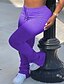 baratos Graphic Chic-feminino casual com fenda lateral com babado cintura alta calças compridas bodycon calças compridas leggings m cinza