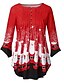 abordables Christmas Tops-Mujer Navidad Blusa Peplo Copo Plisado Asimétrico Estampado Escote Redondo Navidad Tops Algodón Gris Negro Rojo