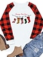 economico T-shirts-Per donna maglietta A quadri Pop art Alfabetico Rotonda Collage Essenziale Natale Top Bianco
