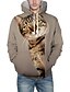 cheap Hoodies-Men&#039;s Animal Patterned Graphic 3D Pullover Hoodie Sweatshirt Front Pocket 3D Print Daily 3D Print Hoodies Sweatshirts  Khaki
