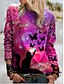 abordables Tops &amp; Blouses-Sweat Femme Imprimer basique Vert Bleu Violet Galaxie Chat Papillon Casual Manches Longues Col Rond S M L XL 2XL