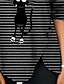abordables T-shirts-T-shirt Femme Quotidien Rayé Chat Imprimés Photos Manches Longues Bouton Imprimé Col Rond Hauts Standard Haut de base basique Gris Foncé Combiné Gris Noir