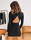 cheap Party Dresses-Women&#039;s Sheath Dress Short Mini Dress Khaki Black Red Long Sleeve Solid Color Backless Summer Round Neck Sexy Party Slim 2021 S M L
