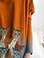 preiswerte Casual Kleider-Damen T Shirt Kleid Minikleid Orange Langarm Druck Katze Batik Tasche Patchwork Druck Herbst Frühling V-Ausschnitt Büro Freizeit Lose 2021 M L XL XXL 3XL
