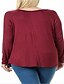 cheap Plus Size Tops-Women&#039;s T shirt Graphic Text Graphic Prints Long Sleeve Print Round Neck Tops Basic Basic Top Black Red