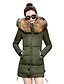 abordables Parkas y Plumas de Mujer-Abrigo de plumón cálido de invierno para mujer, chaqueta acolchada con capucha de piel sintética, abrigo largo, rojo medio