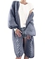 billige Cardigans-lang cardigan for kvinner ensfarget strikkefrakk genser tykk varm puff ermer pluss størrelse lange ermer jakke (XL, lilla)