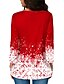 abordables T-shirts-Tunique Femme Quotidien Bloc de Couleur Motif de flocon de neige Manches 3/4 A Volants Imprimé Col Rond Rouge Hauts Ample