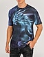 baratos Tank Tops-camisa gráfica masculina dragão roxo casual 3d para festival | Camiseta de algodão de verão com ilusão de ótica, gola redonda, estampa plus size, manga curta diária