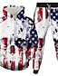 cheap Hoodies-Men&#039;s 3D Hoodies Set Red Hooded Graphic 3D 2 Piece Daily 3D Print Casual Clothing Apparel Hoodies Sweatshirts Long Sleeve American Flag Fall