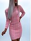 abordables Vestidos Jersey-Mujer Vestido de Vaina Mini vestido corto Rosa Gris Manga Larga Color sólido Retazos Jacquard Otoño Invierno Escote Redondo Casual Delgado 2021 S M L XL