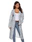 cheap Plus Size Outerwear-Women&#039;s Trench Coat Leopard Fall &amp; Winter V Neck Long Coat Going out Long Sleeve Jacket Gray / Loose