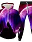 abordables Hoodies-Ensemble de sweats à capuche 3D Homme Graphique 3D Capuche 2 Pièces 3D effet du quotidien Décontractée Polyester Pulls Capuche Pulls molletonnés Standard # Bleu Violet Fuchsia