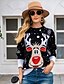 abordables Sweaters &amp; Cardigans-Femme Pullover Animal Tricoté Manches Longues Ample Pull Cardigans Automne Hiver Col Ras du Cou Noir Rouge