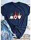 preiswerte T-shirts-Damen Weihnachten T-Shirt Grafik Grafik-Drucke Buchstabe Druck Rundhalsausschnitt Oberteile 100% Baumwolle Grundlegend Weihnachten Basic Top Weiß Schwarz Purpur
